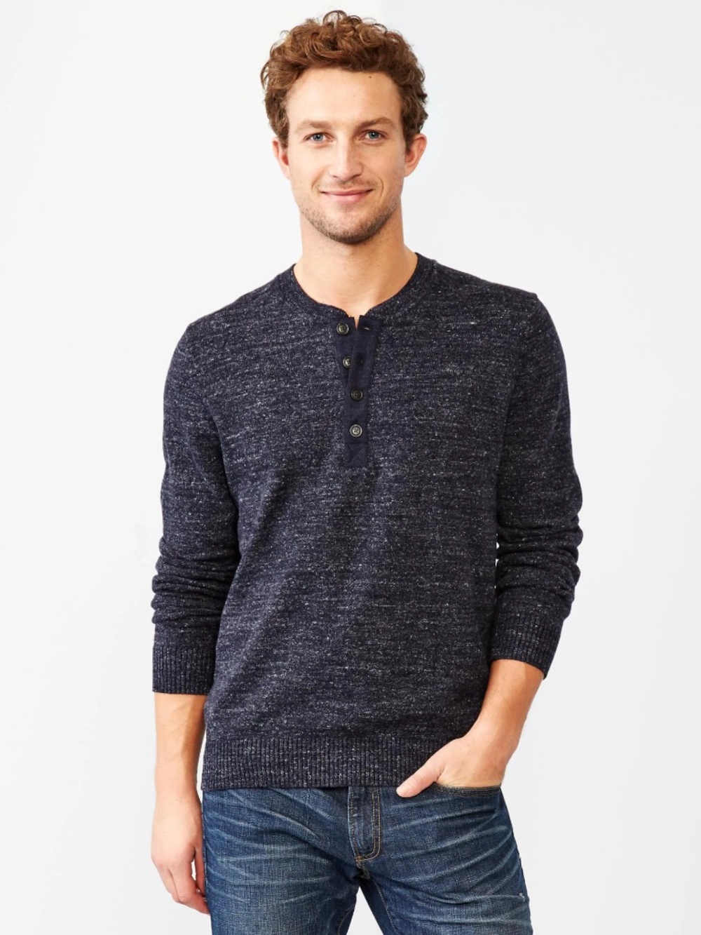 GAP Mixed Marled Button Sweater